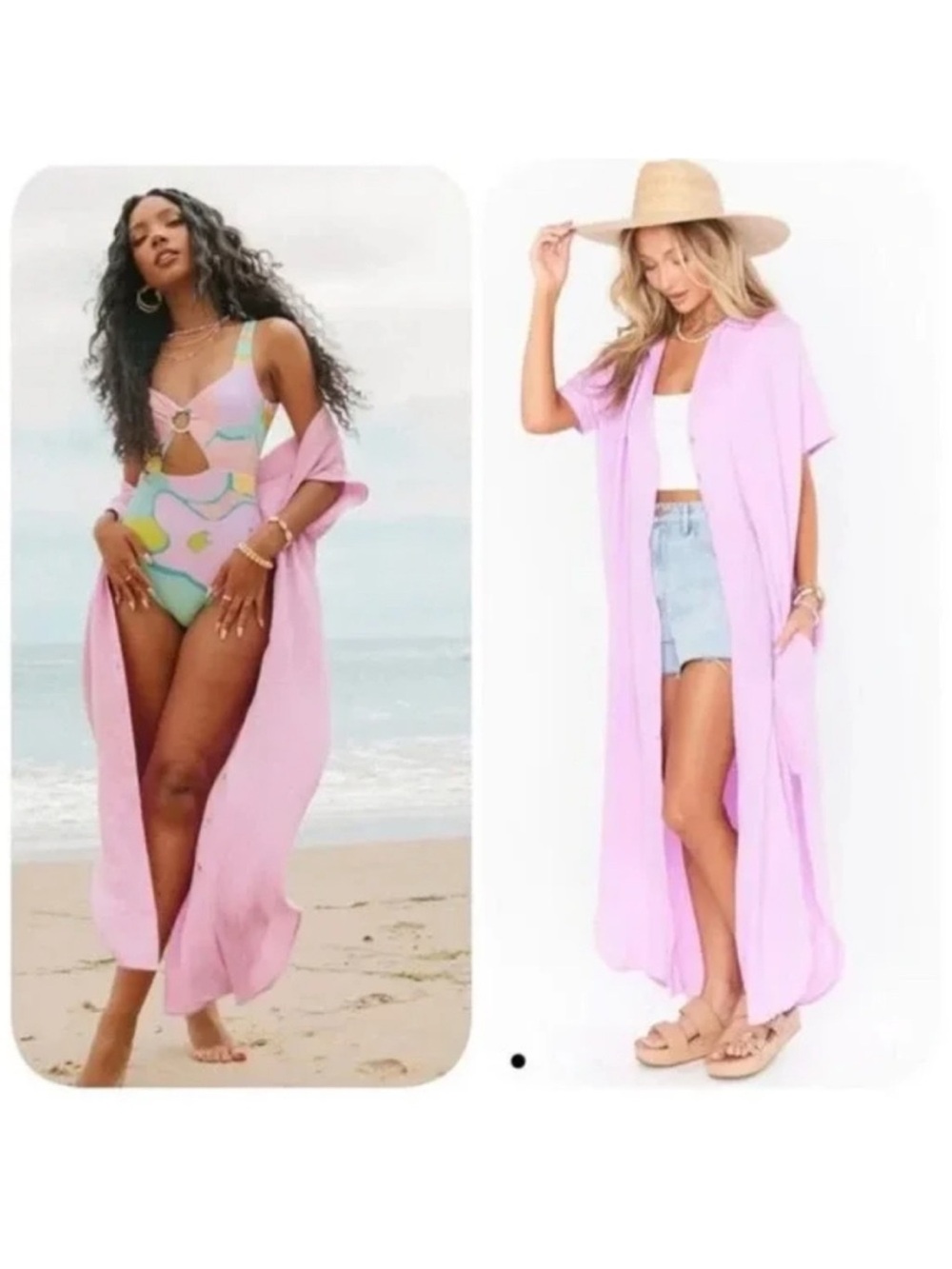 Show me your mumu pink boyd button down maxi dress duster cover up womens M